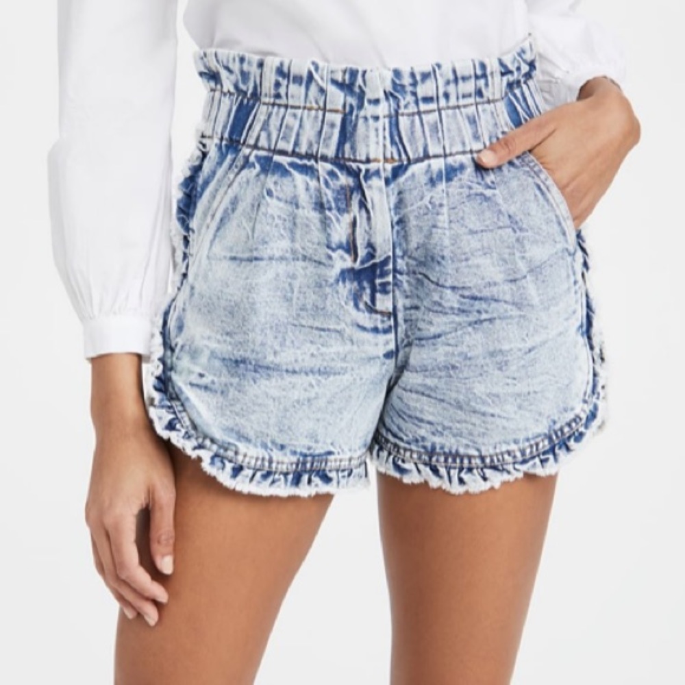 NWT Sea New York Denim Ruffle Shorts in Dax Acid Wash, sz. 6